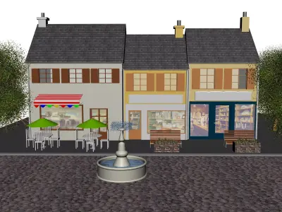 village 3D model leaf with spots 3D model