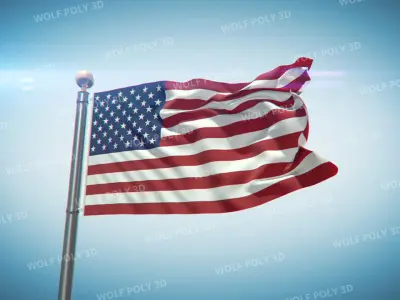 USA - Election Day Set Flag Map and Vote Box 3D model
