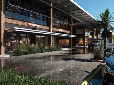 Retail Center Exterior Scene 3D model