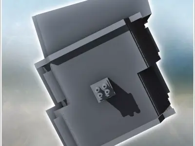 Large modern building in three parts with four floors and roof w 3D print model