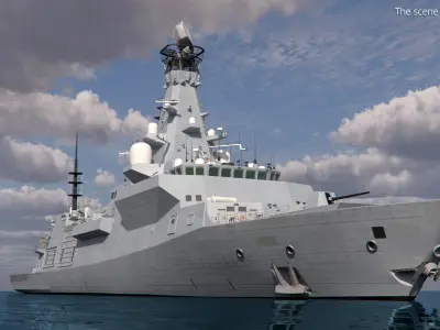  Royal Navy Frigate Type 26 Afloat with AW101 Merlin Grey 