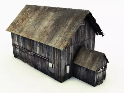Barn with interior Low-poly 3D model