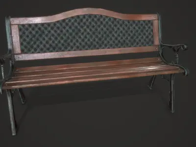 Park Bench Low-poly 3D model 6