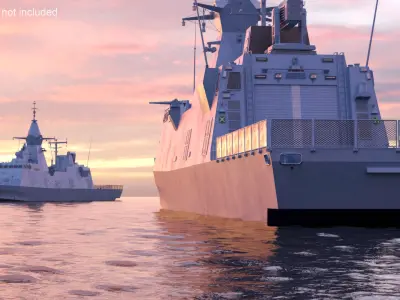 Combat Ship Class Corvette Navy Rigged for Cinema 4D 3D model