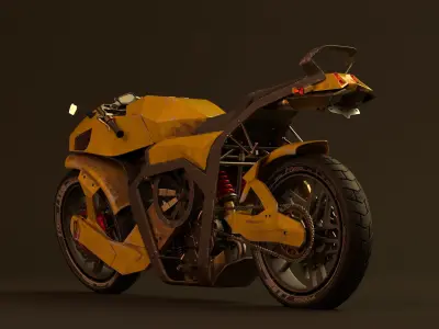 Futuristic motorcycle Low-poly 3D model