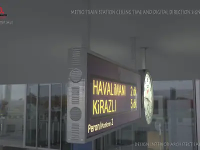  Train and Metro Station Clock Digital Signage Low-poly 3D model