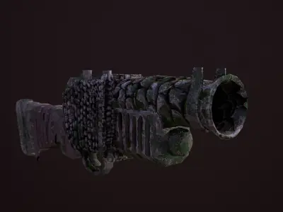 Stylize Stone Moss Gun  Low-poly 3D model