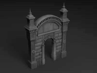 Medieval Gate Low-poly 3D model
