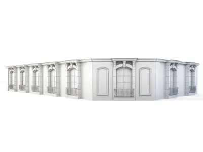 Tenement Building Upper Floor Low-poly 3D model