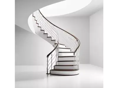 Decorative Spiral Staircase Section for 3D print Low-poly 3D model