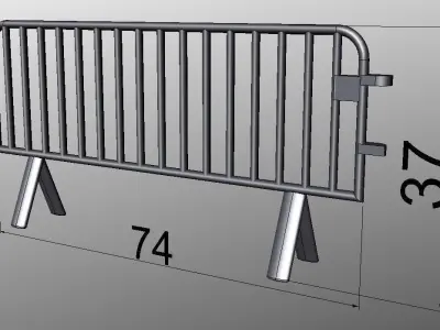 Parisian bench and fence 3D model
