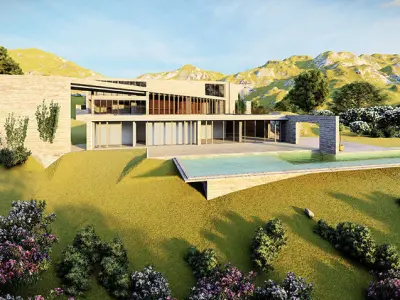 Casa Scene- Beach villa-modern house 3D model 2
