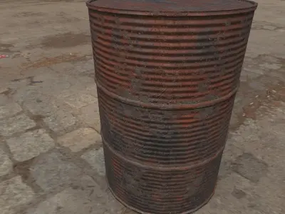 Rusty Barrel Style 1 Low-poly 3D model
