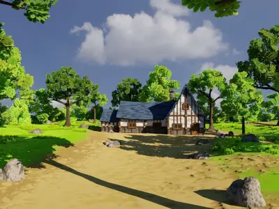 Medieval House 6 With Environment Low-poly 3D model