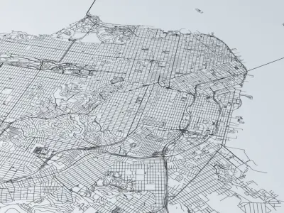 San Francisco Road Network and Streets 3D model