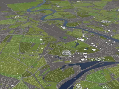 Baghdad Iraq 50x50km 3D City Map 3D model