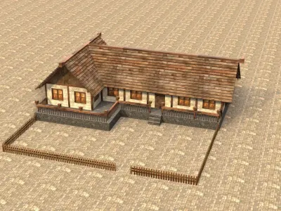 Rustic medieval house 3D model Low-poly 3D model