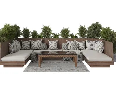 Backyard and Landscape Furniture Dining Zone Set 3D model