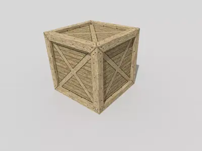 low poly wooden box Low-poly 3D model