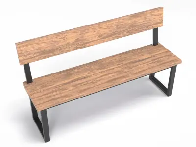 Street Bench 02 Low-poly 3D model