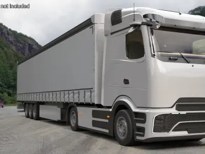  Heavy Duty Electric Tractor With Cargo Trailer White Rigged for Cinema 4D 