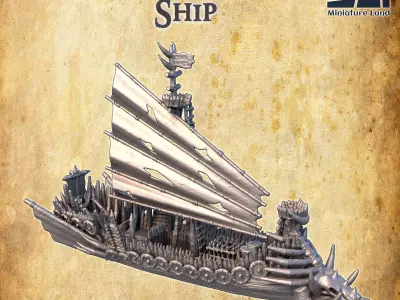Orc Raiding Ship Tabletop Terrain 28 MM 3D print model