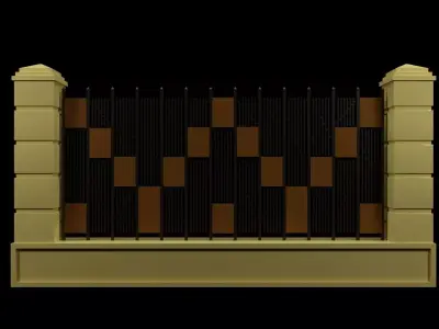 Fence wooden with squares 3D model