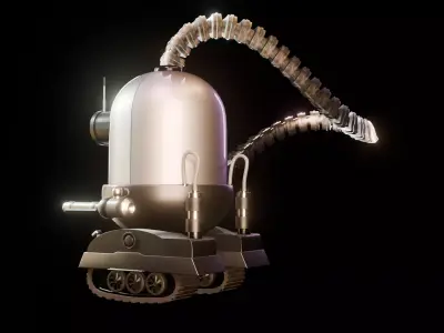 worrior Robot with Articulated Claw Arm Low-poly 3D model