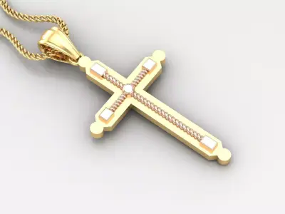High Cross Pendant Light Gold 18K 4CP078 3D print model