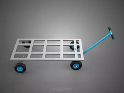 T-HANDLE SWIVEL STEERING FLATBED TROLLEY CART TRANSPORT PALLET 3D model