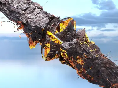 Sci fi Winter Island floating asteroid 3D model