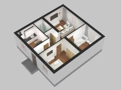 1 Storey House 3D Plan 3D model