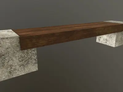 Bench with concrete base  Free low-poly 3D model purchase
