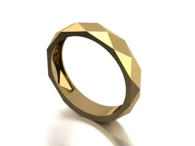 Modern Faceted Gold Ring - Geometric Cut Ring - Jewelry 3D Model 3D print model