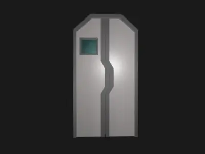 Simple Low Poly Sci-fi Door with Window Low-poly 3D model