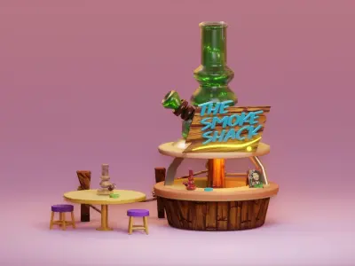 A bong shop blender lowpoly Low-poly 3D model
