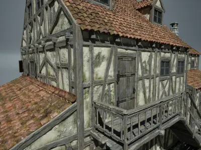 Medieval House 04 Game Ready Low-poly 3D model