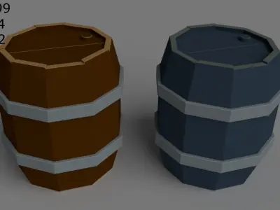 wooden barrel Low-poly 3D model