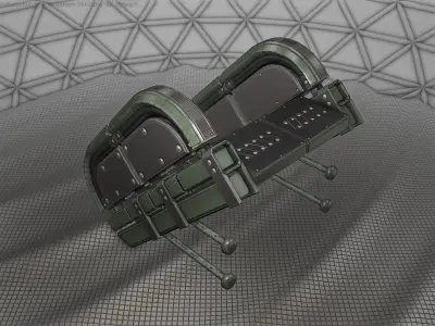 Sci-Fi Stairs - 29 - Green Version Low-poly 3D model