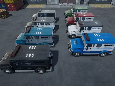 Armored security truck unity asset Low-poly 3D model