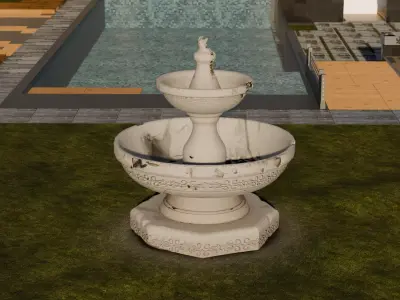 Old Stylized Fountain Gameready Low-poly 3D model