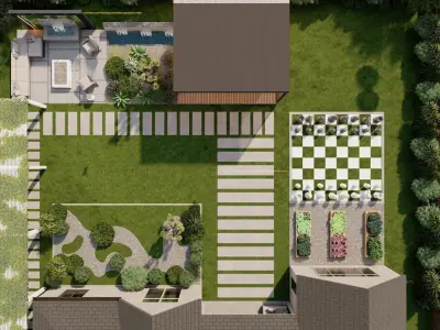 3D Exterior Scene 3D model design garden and landscape 3D model 19