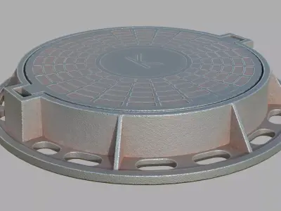 Soviet rusty street sewer manhole 3D model Low-poly 3D model