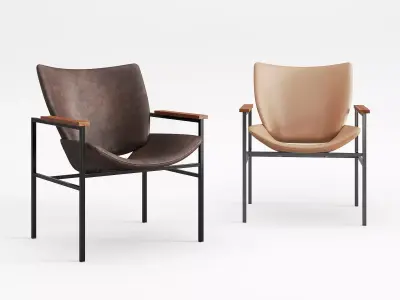 Shell Square Armlounge Upholstered 3D model