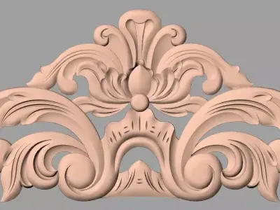 Bed door flower 3D relief STL model for CNC engraving E521 3D model