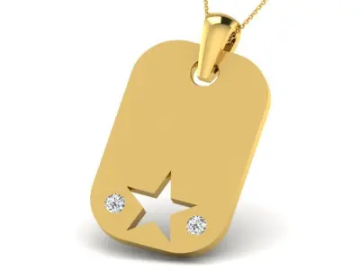 Pendants Collection gold heart pendant with two diamonds 3D print model