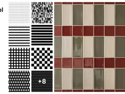 Subway and Square Tiles in Alternating Vertical Stacked Layout Texture