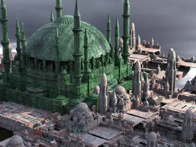 Naboo Inspired Dome 6 with city 3D model purchase