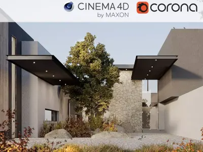 ARCHITECTURAL OFFICE ENTRANCE - Corona for Cinema4D Scene Files 3D model