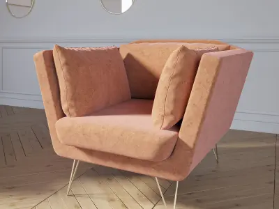 scene interior modern sofa mirror light 3D model